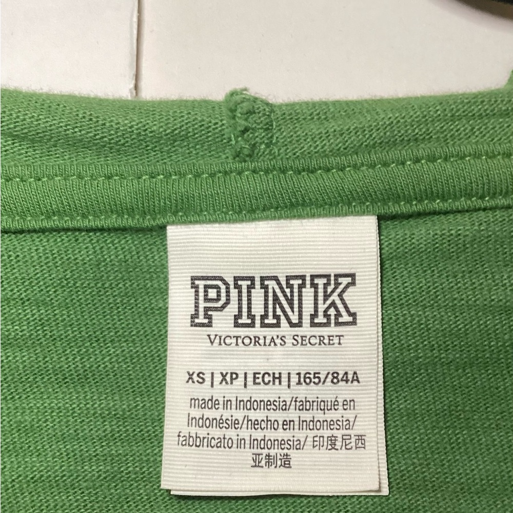 PINK Victoria’s Secret Green Zip-Up Hoodie Jacket - Picture 6 of 8